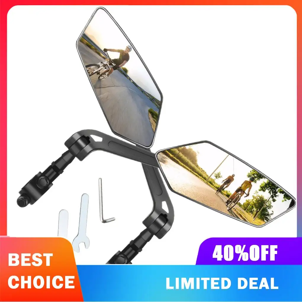 Espejos de bicicleta con ángulo de visión transparente de 2 piezas para manillares con opciones de rotación completa resistentes