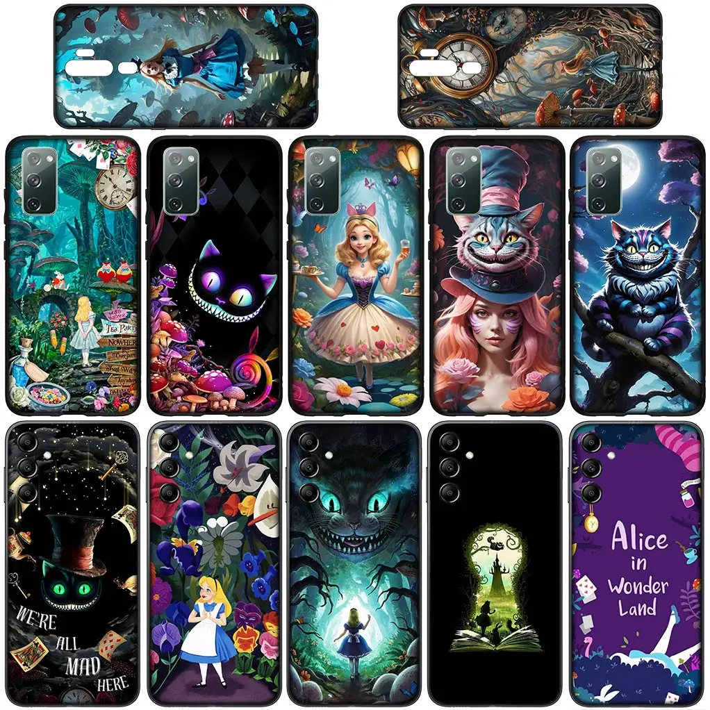 Alice in Wonderland Heshires Cat Casing for Samsung Galaxy S24 S23 Fe Ultra Plus A05 A55 A35 A24 A25 A15 M55 Cover Phone Case