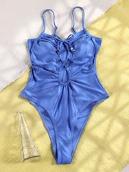 Miyouj Hollow Out Swimwear Women's Swimsuit New One Piece Suits Bandage Bathisuit Solid Color Swimming Suits Summer Beachwear