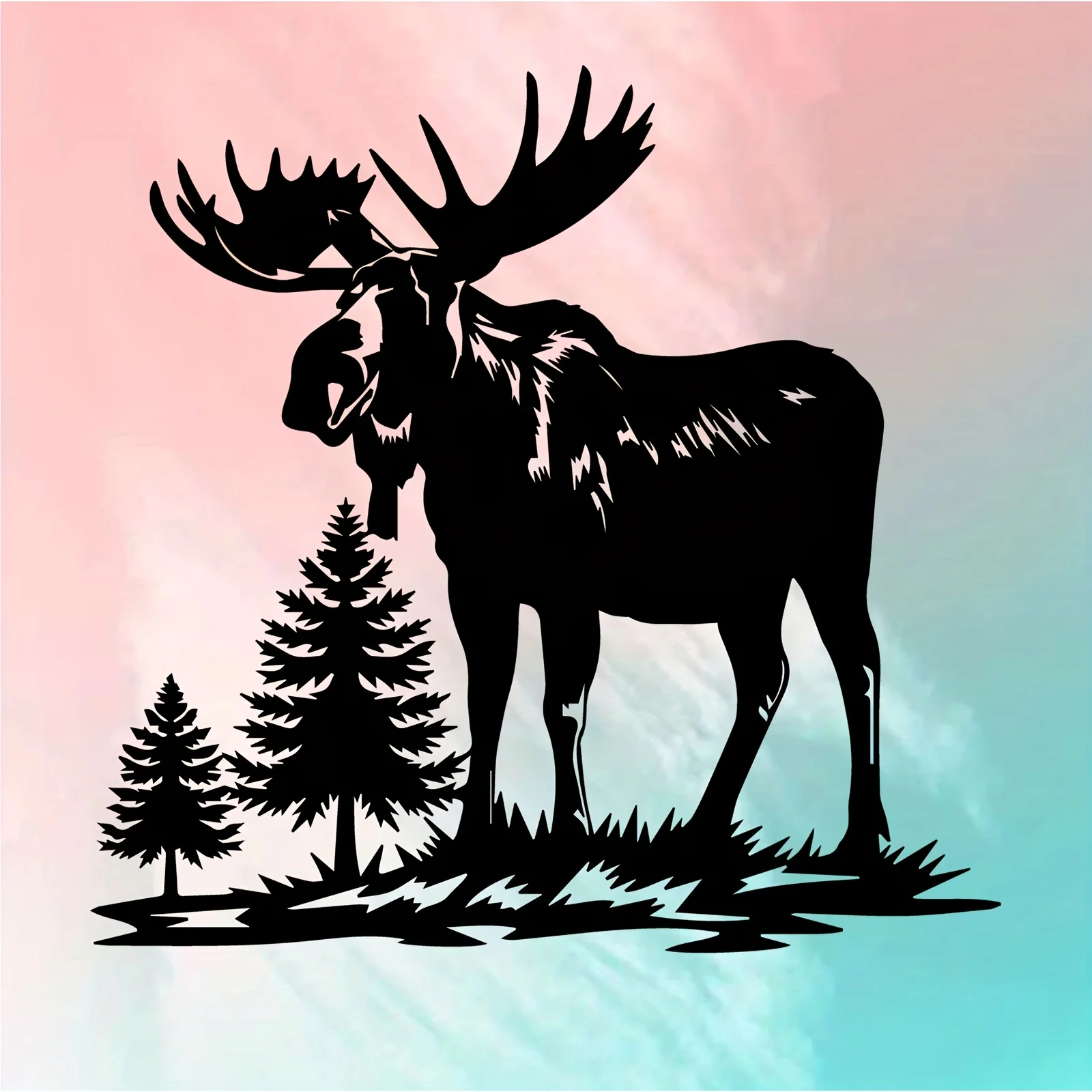 Metal Wall Art Moose Head Wildlife Iron Weather Resistant Rustic Hanging Sculpture for Living Room Patio Nature Decor Gift