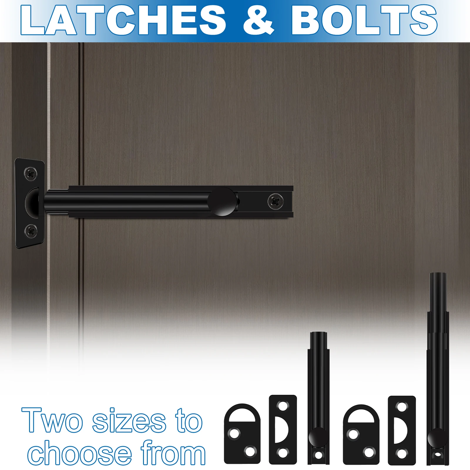 

2Pcs Door Bolt Sturdy Brass Door Lock Latch 3inch/4inch Black Door Latch Easy Installation Gate Lock Heavy Duty Door Bolt for