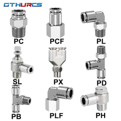 1 Pcs Pneumatic Air Connector 304 stainless steel Fitting PC/PCF/PL/PB/SL/PLF 4mm 6mm 8mm 10mm 12mm Thread 1/4' 1/8' 3/8' 1/2'