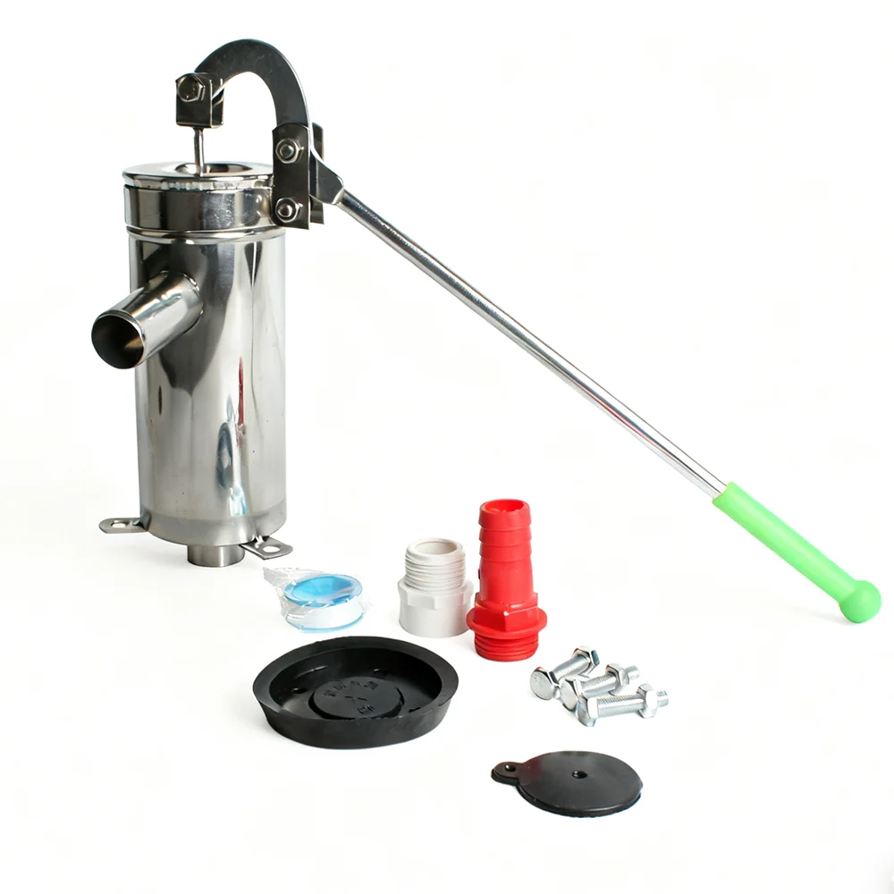Stainless Steel Manual Water Pump, Hand Shake Suction Pump for Home Well Water, Max Lift 8M Hand Operated Oil Pump