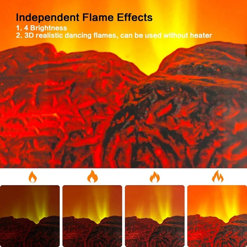 RealSmart-Lareira infravermelha com efeito de chama 3D, controle remoto, temporizador cinza, proteção contra superaquecimento