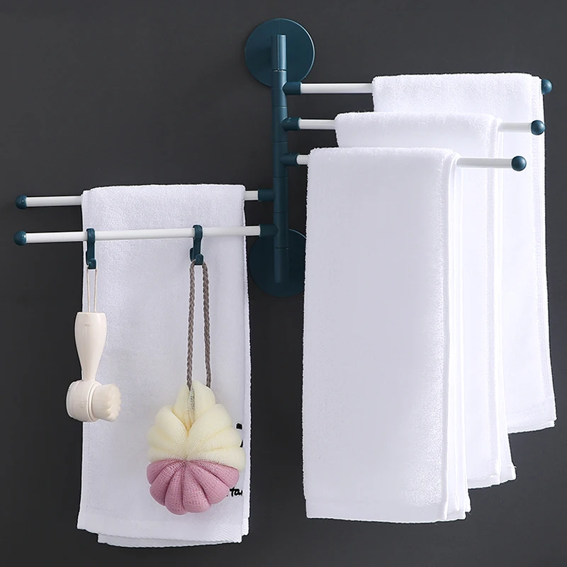 Punch-free Towel Racks Rotatable 3/4/5/6 bars Bedroom Wall Mounted Bathroom Accessories Towel-holder Foldable Multifunctional