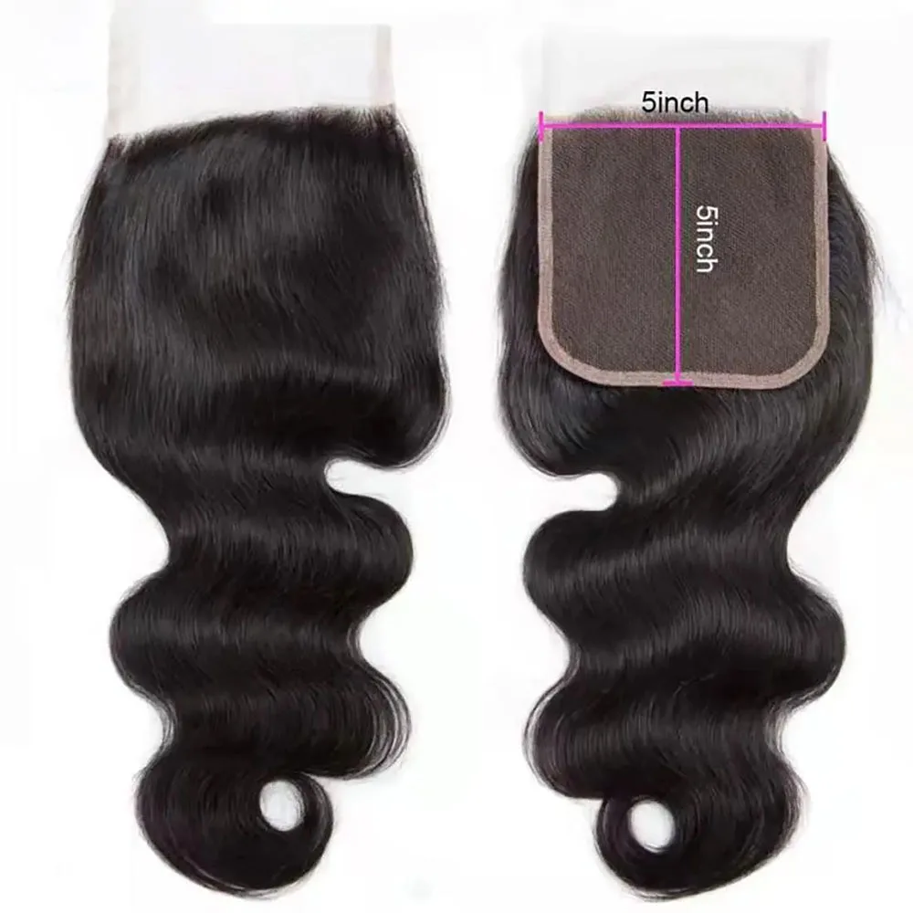 4x4 5x5 Cierre de onda del cuerpo 6x6 Cierre Frontal de encaje de cabello humano para mujeres extensiones de cabello encaje suizo cabello humano brasileño