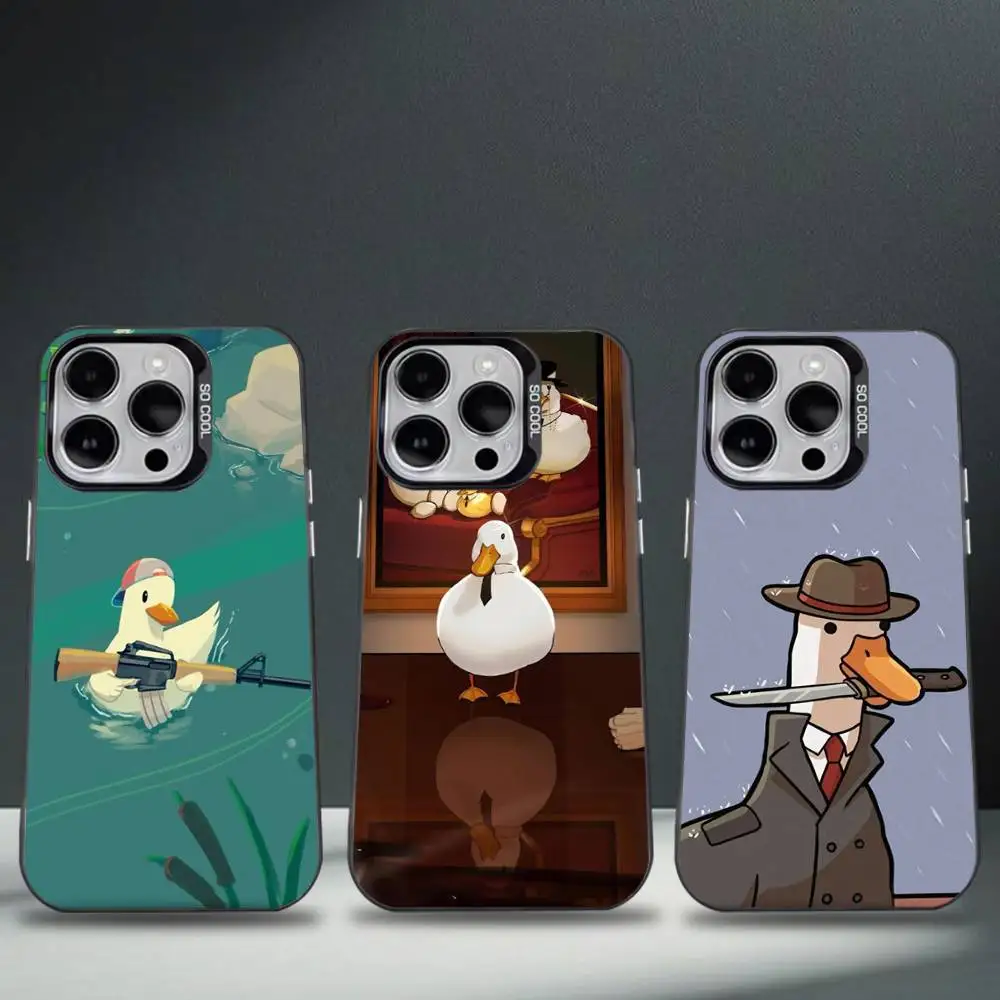 

Funny D-DucK Goose meme Phone Case For iPhone 16,15,14,13,12,11,8,7,Pro,Max,Plus,Mini,XS,SE Anti Fall Black Matte Hard
