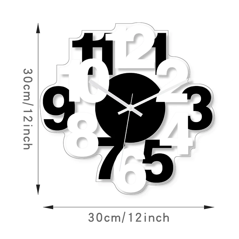 Arabic numerals black and white splicing clock  modern and simple digital wall clock home decoration silent wall clock