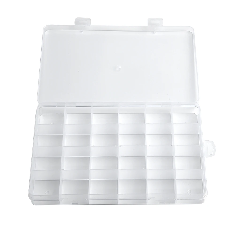 24 Compartments Plastic Clear Box Jewelry Necklace Transparent Jewelry Bead Storage Container Craft Organizer