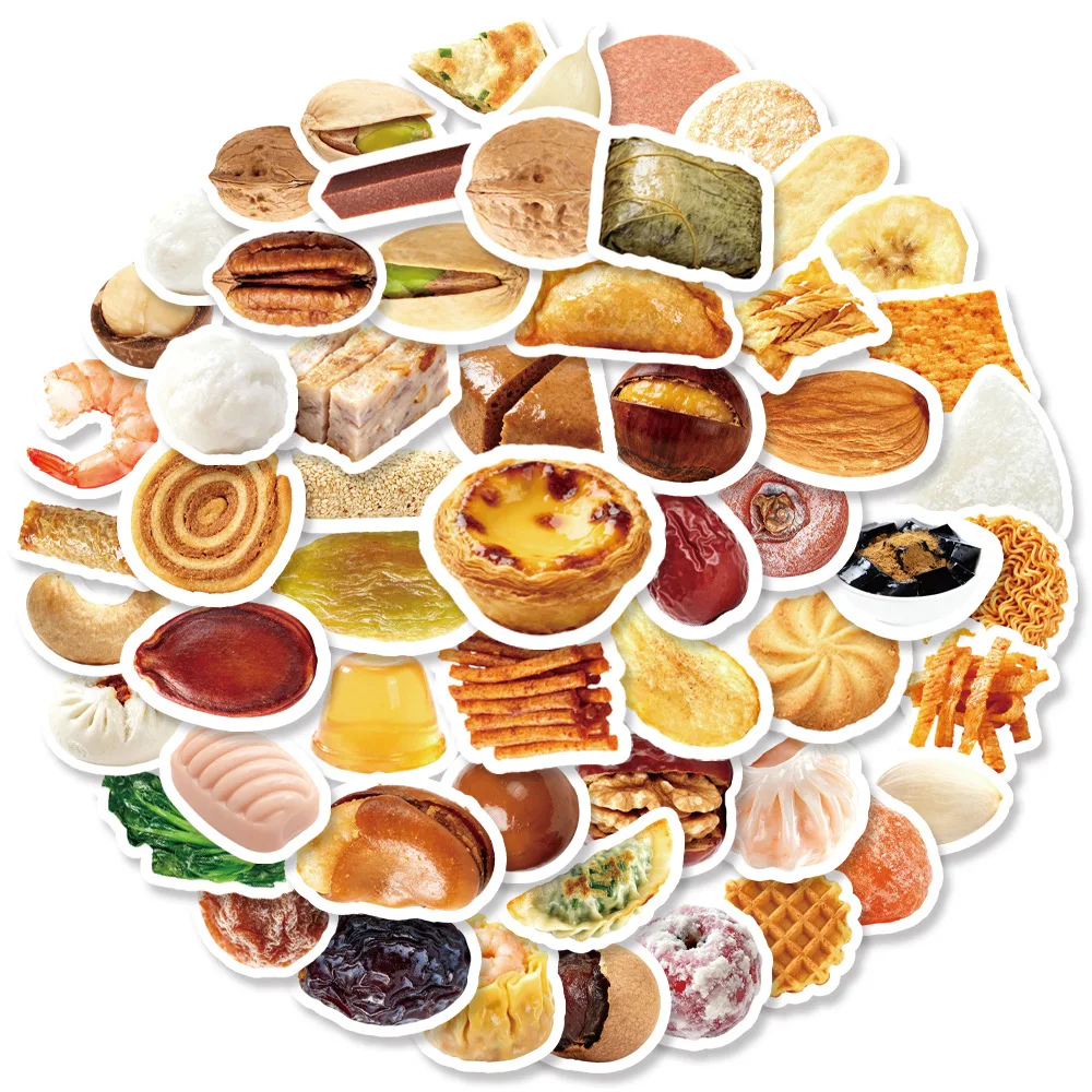    Dekorative Aufkleberbögen mit Lebensmittelmotiven, chinesisches Gebäck, Snack-Muster, Scrapbook-Aufkleber für Planer, Album, Bastelarbeiten, Geschenk für Lebensmittelliebhaber