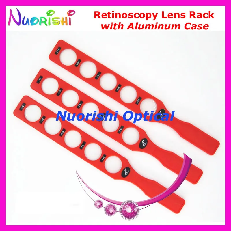 E03-10 Good Quality Ophthalmic Supplies Retinoscopy Trial Board Lens Rack Set Kit 6 Plastic Bars 30 Lenses Aluminum Case
