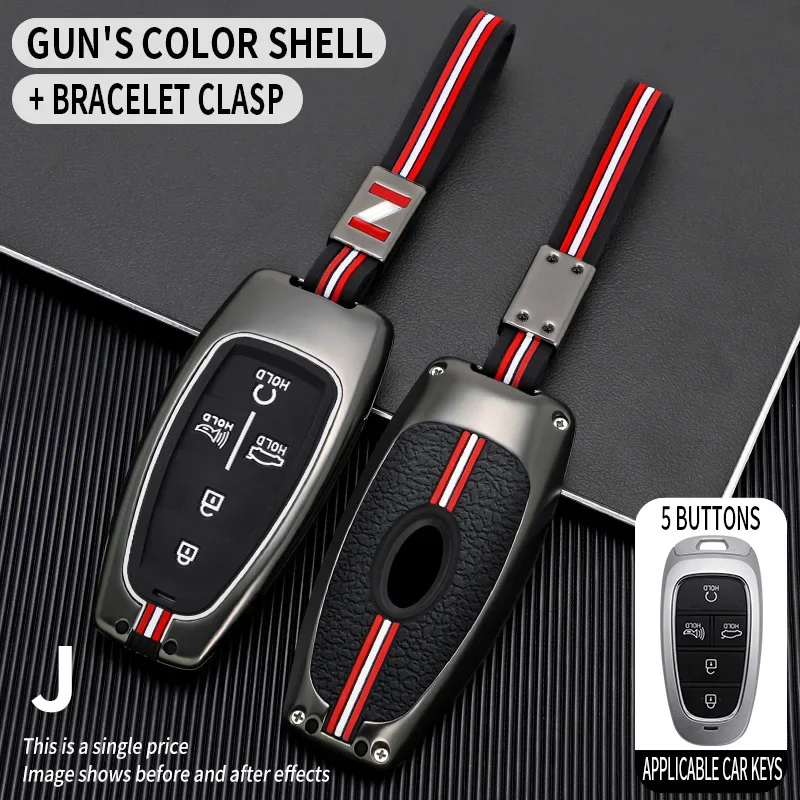 Metal Car Key Cover Case Shell for Hyundai Solaris Sonata Hybrid NEXO NX4 Grand Santa Fe Tucson LAFESTA CUSTO Ionic Grandeur GN7