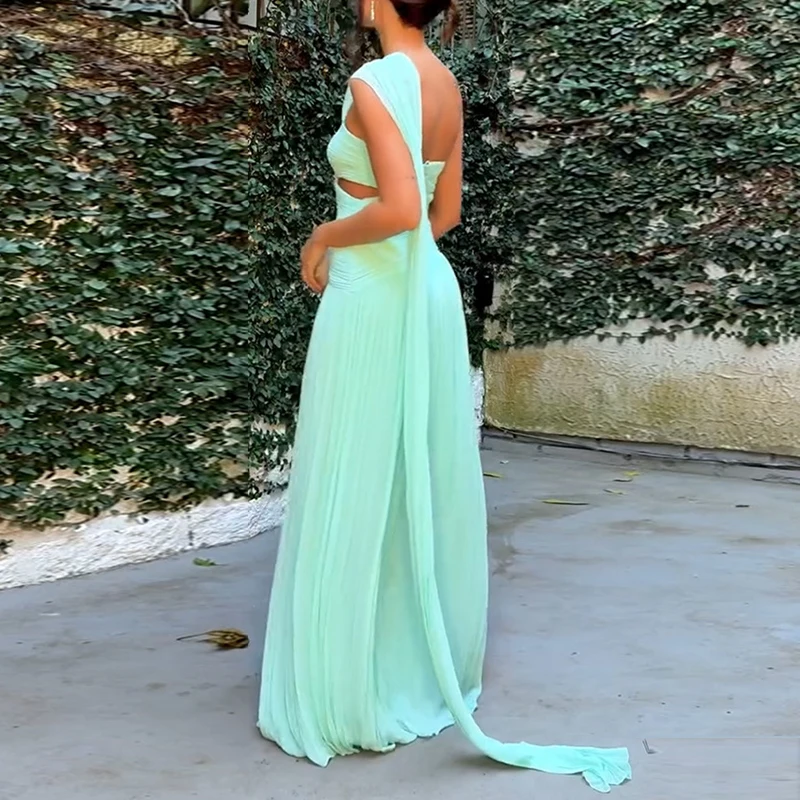 Nuovo abito lungo sexy senza spalline con spacco cavo donna estate solido vita alta Boho maxi abito da donna abito da festa senza schienale pieghettato sottile