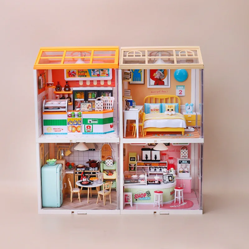 

Creative and Fun Diy Miniature Scenes Hot-selling Assembled Kitchen Bedroom Milk Tea Shop Convenience Store Miniature Model