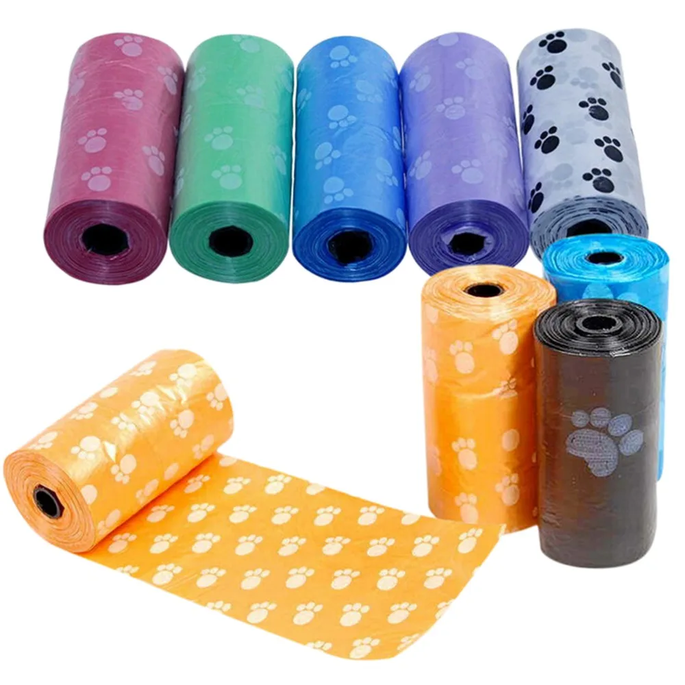 1 Roll Random Color Pet Dog Waste Poop Bags Dispenser Collector Garbage Bag Puppy Cat Pooper Scooper Outdoor Clean Pets Supplies