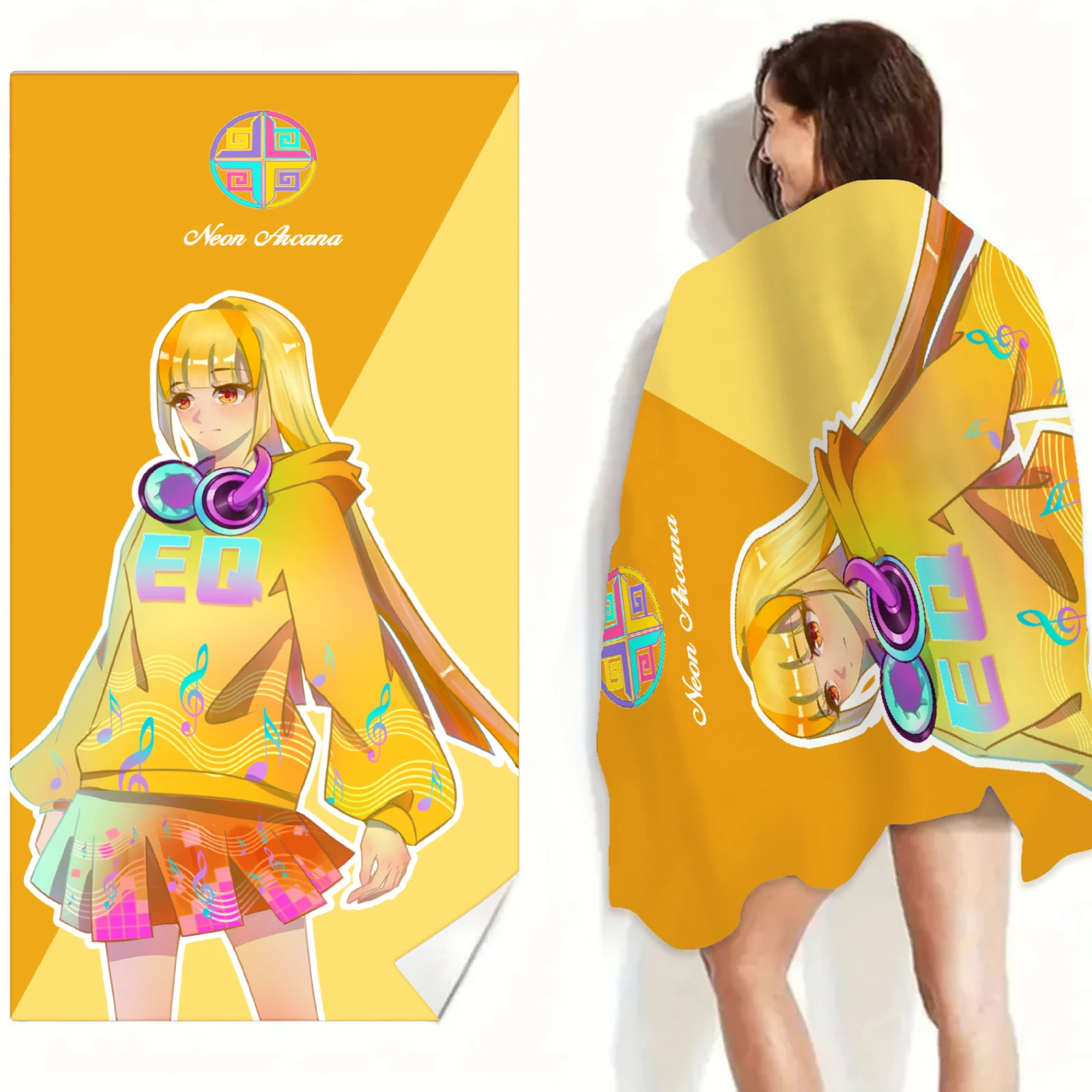 Cartoon Beach Towel Anime Girls Group 3D Printed Design Soft Microfiber Towel Quick Drying Sandproof for Girls Summer Gifts