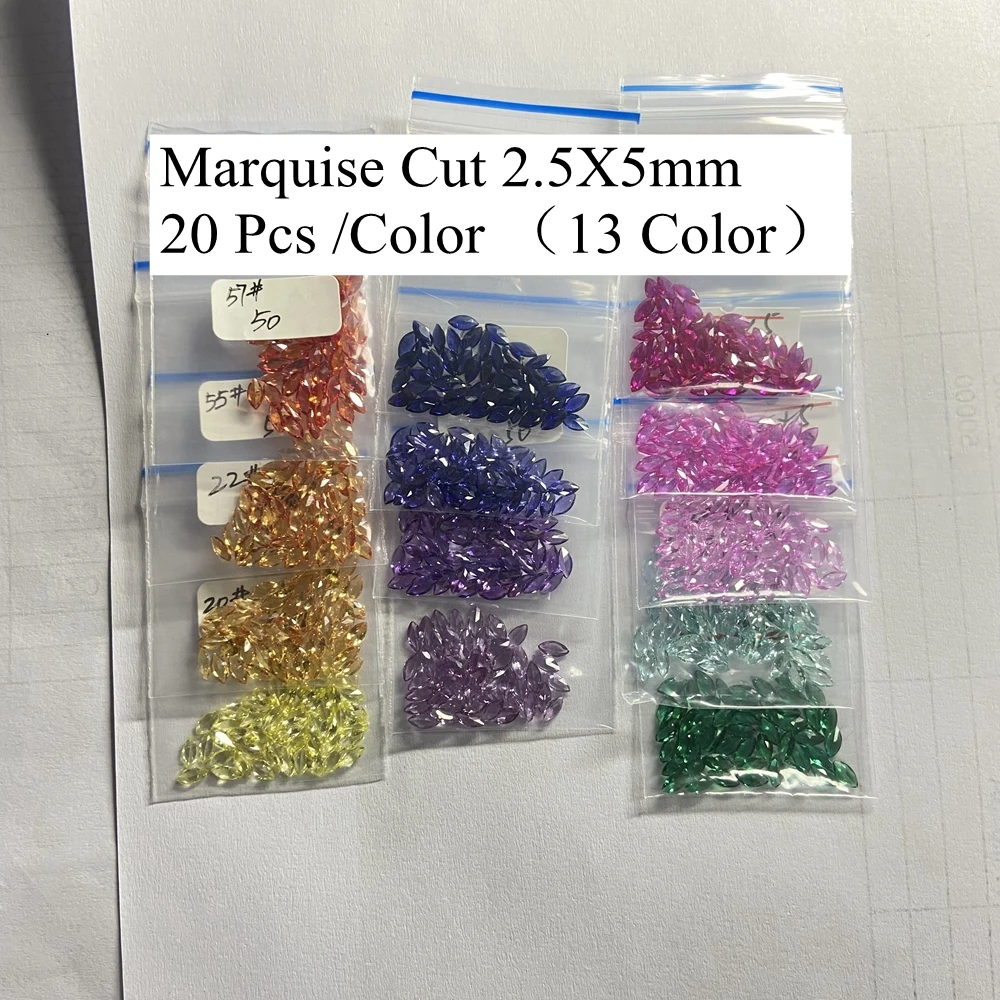 

Meisidian 5A Quality 13 Color 2.5X5mm Marquise Cut Lab Rainbow Sapphire Loose Gemstone Necklaces Bracelet Making