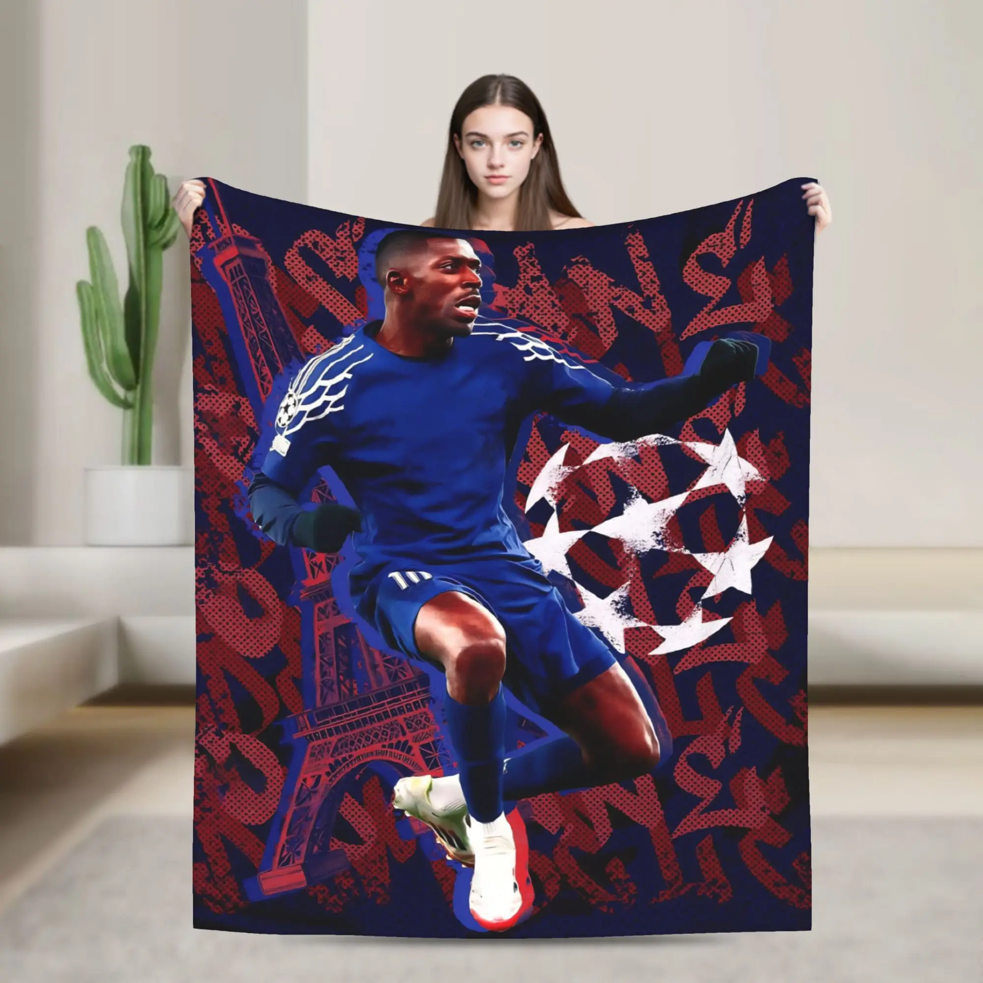 Dembele Number 10 Blanket Fleece Football Warm Throw Blankets for Bedding Couch Bedspread