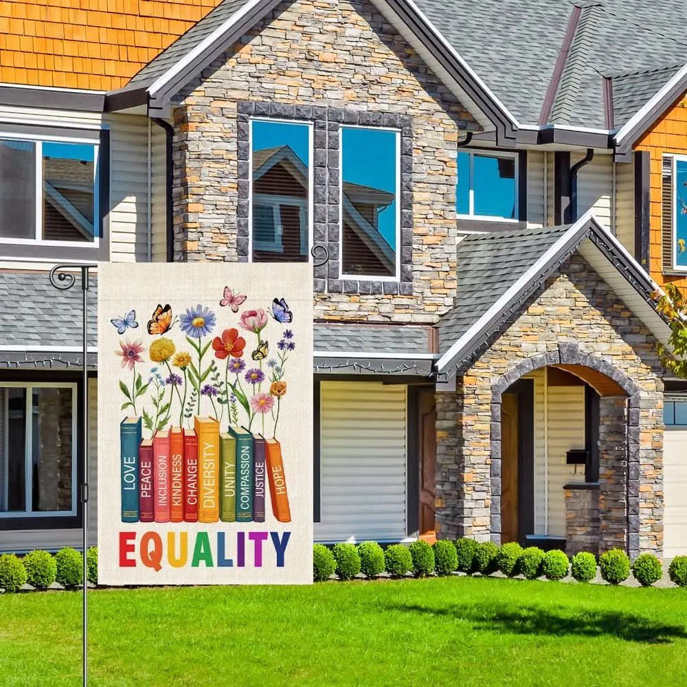 Perfectinsoy Equality Love Kindness Change Unity Hope Compassion Garden Flag, Justice Diversity Inclusion Banner, Community jjp