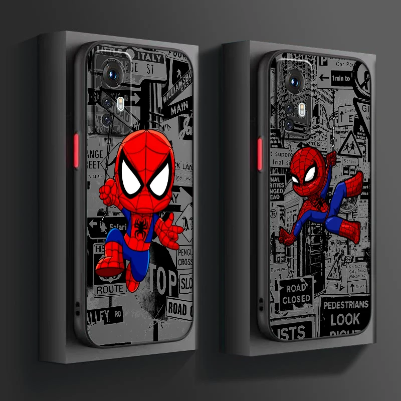 Marvel Spider Man Characters Frosted Translucent For Xiaomi Mi 13 12 12T 11T 11 11i 10T 10 9T Pro Lite Ultra 5G Back Phone Case