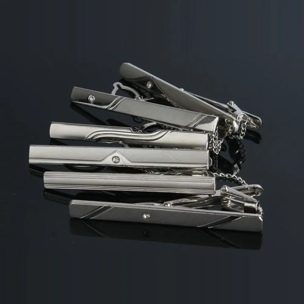 أزياء عملية أنيقة معدنية للرجال بسيطة دبوس لهجة متعددة نمط الفضة شريط المشبك كليب ربطة العنق