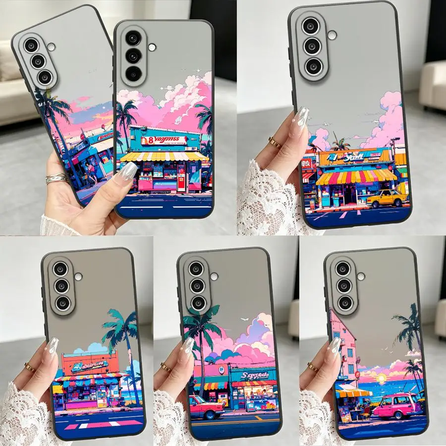 Phone Cover Case for Samsung Galaxy A57 A05 A06 A50 A53 A17 A37 A15 A73 A51 A25 A16 A52 A36 A55 A41 A70 Tropic Palm