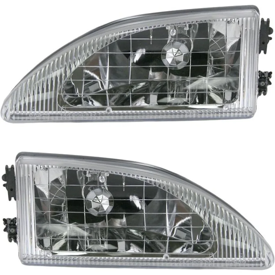 

2 Piece Headlight Assembly Set Halogen Driver and Passenger Side for Automotive Lighting Upgrade Compatible with Mustang SVT C