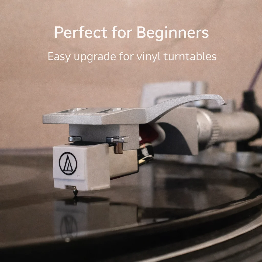 Pre‑Installed Cartridge Assembly Audio‑Technica AT‑3600L Factory Mounted Wired Headshell Black Silver for Vinyl Record Player