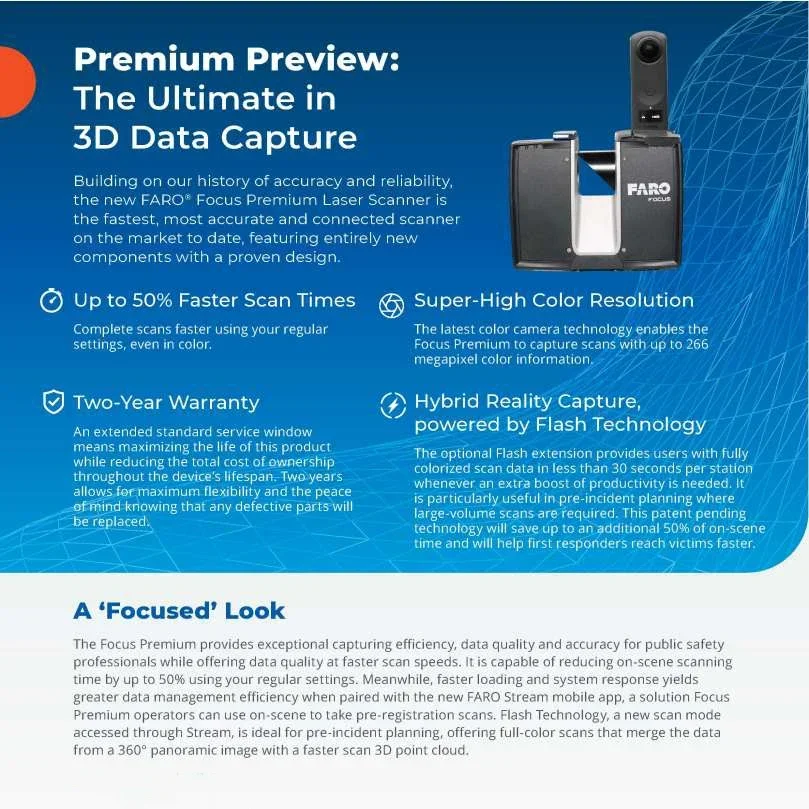 FARO Focus Premium 70 Integrated High-speed SSD Data Storage Makes Scanning Rates and Photography a Oo-worry