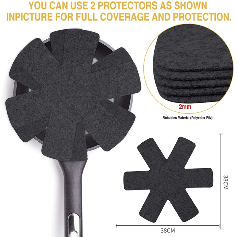 Pan Protector Set Of 5Pan Protection Felt 38Cm Pot Protection Pot Protector Anti-Slip Stacking Protection for Pans Bowls