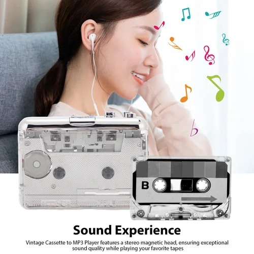 Imagen 2 del producto TON010B Walkman de Cassette estéreo Retro, Cassette portátil a reproductor de MP3, Mini reproductor de cinta, convertidor de MP3, accesorios de música