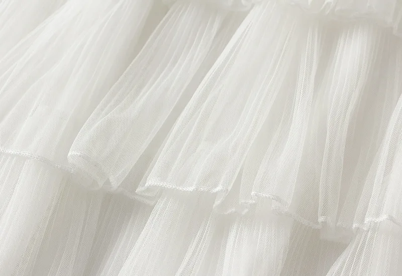 New Summer Korean Mesh Half Body MIDI Skirt Spring and Autumn Super Fairy Layered Cake Skirt Women's Knee Long Beach Skirt