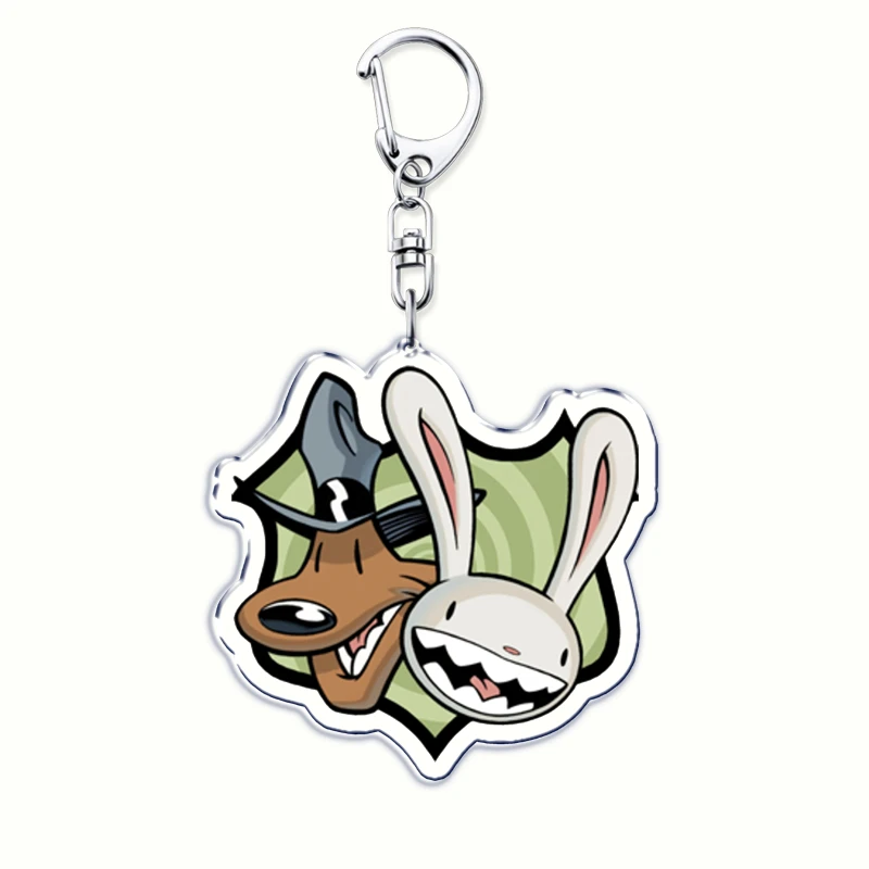 Popular Comics Freelance Police Acrylic Keychains for Accessories Bag Hot Cartoon Dog Rabbit Pendant Keyrings Jewelry Fans Gifts