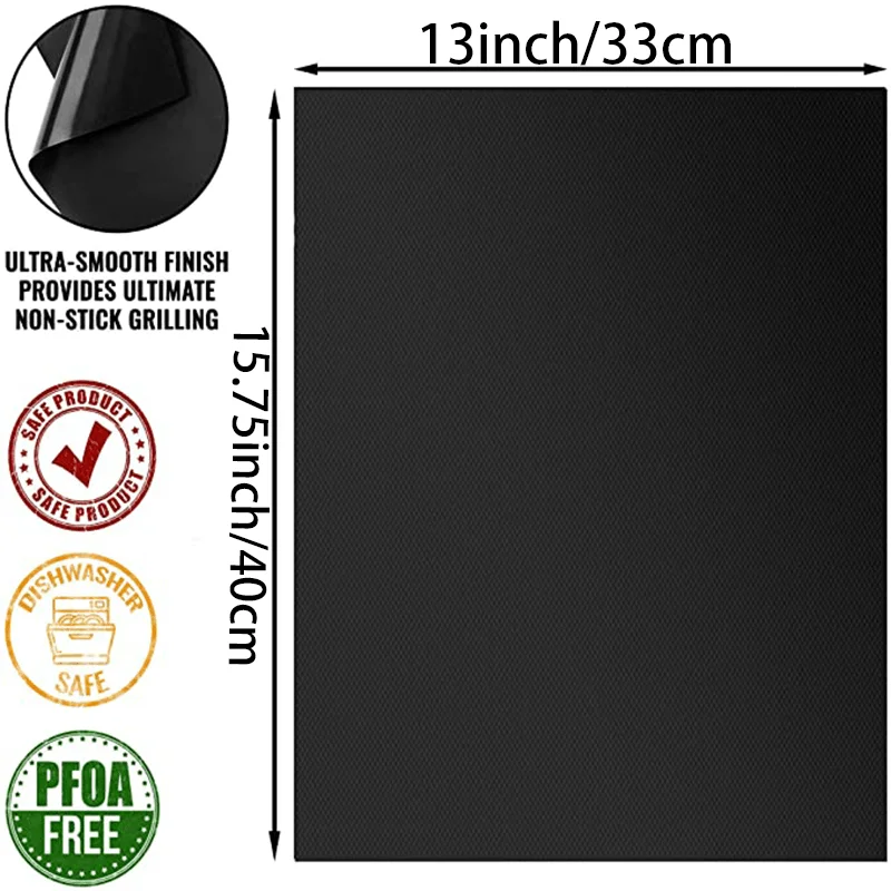 1/2pcs Oven Mat Non-Stick BBQ Grill Mat Baking Mat Barbecue Tool Cooking Grilling Sheet Heat Resistance Cleaned Kitchen BBQ Tool