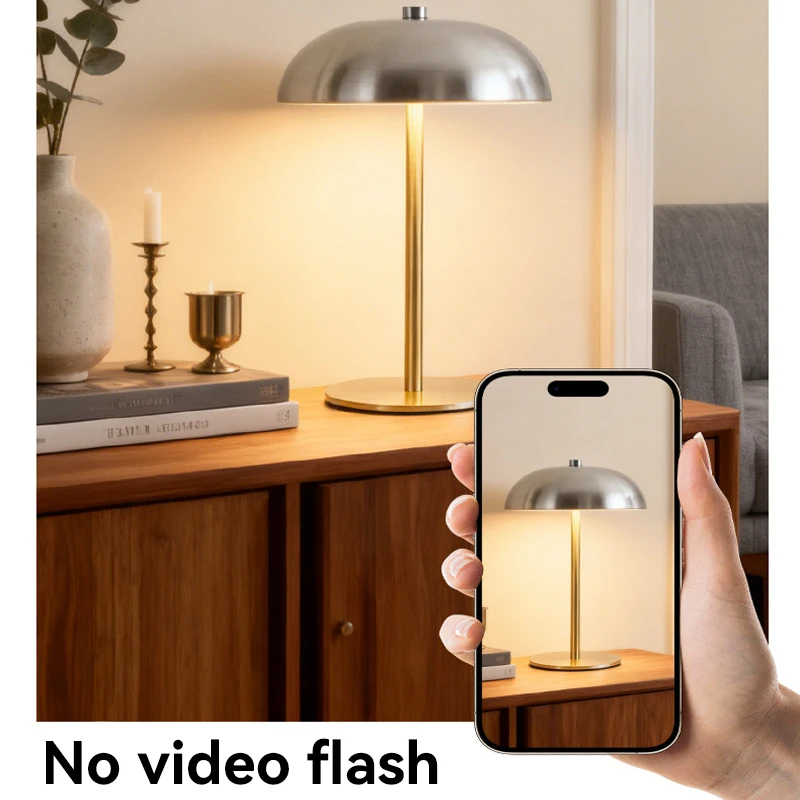 Cute Mushroom Table Lamp, Touch Control 3 Colors Dimmable, Cordless Rechargeable LED Bedside Lamp for Home Decor Gift view 5