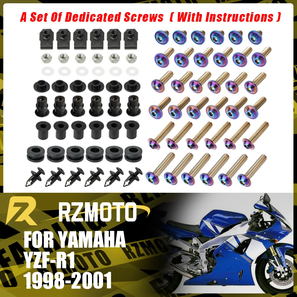 

YZFR1 Motorcycle Stainless Complete Bodywork Fairing Bolt Kit Screws Clip For YAMAHA YZF-R1 1998-2001 1999 2000