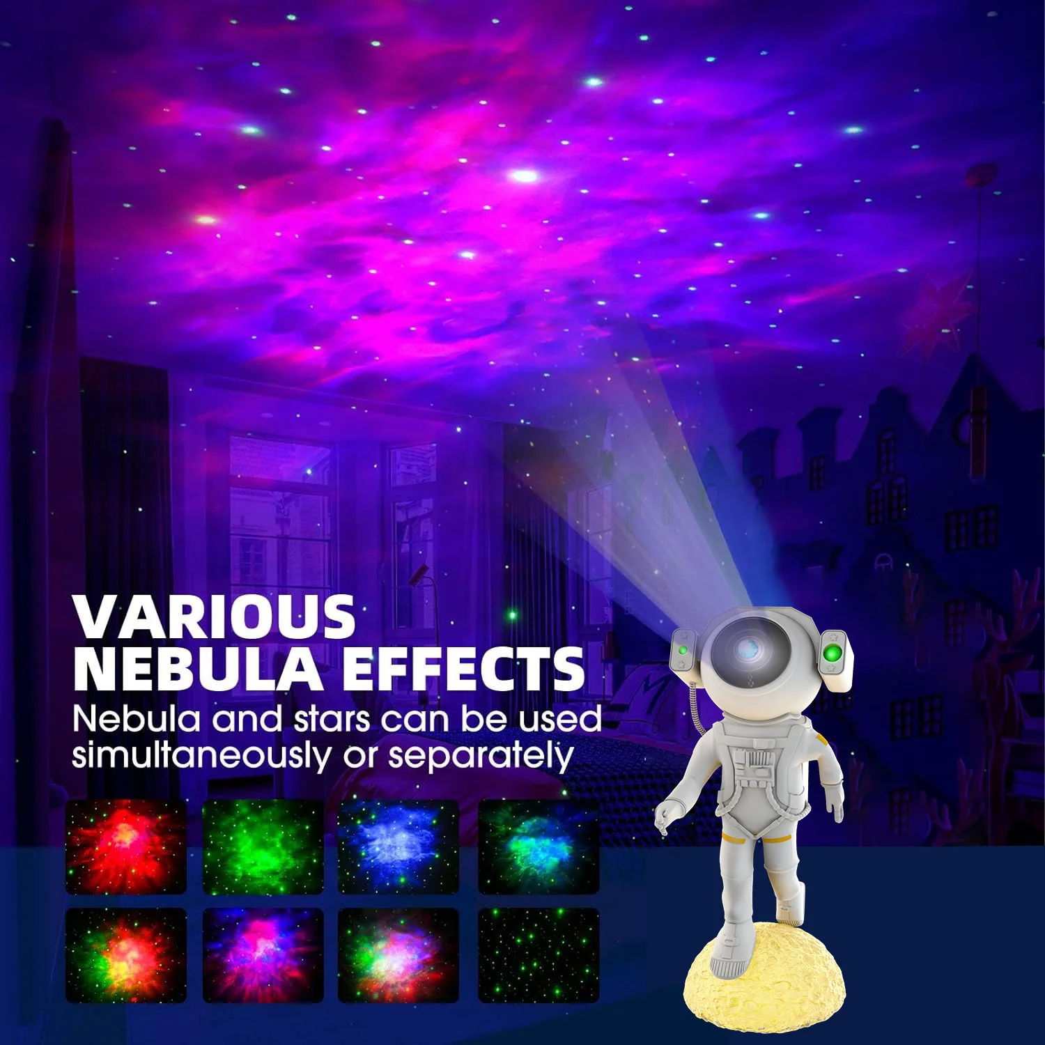 Novelties Night Lights Astronaut Projector Galaxy Starry Sky Light Projection Lamp Full of Stars Ambient Light Spaceman Ornament