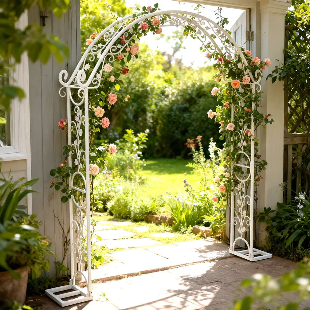 Metal Garden Arch Trellis for Climbing Plants Outdoor Arch Wedding Halloween Ceremony Christmas Vine Trellis Archway Frame Backdrop Stand