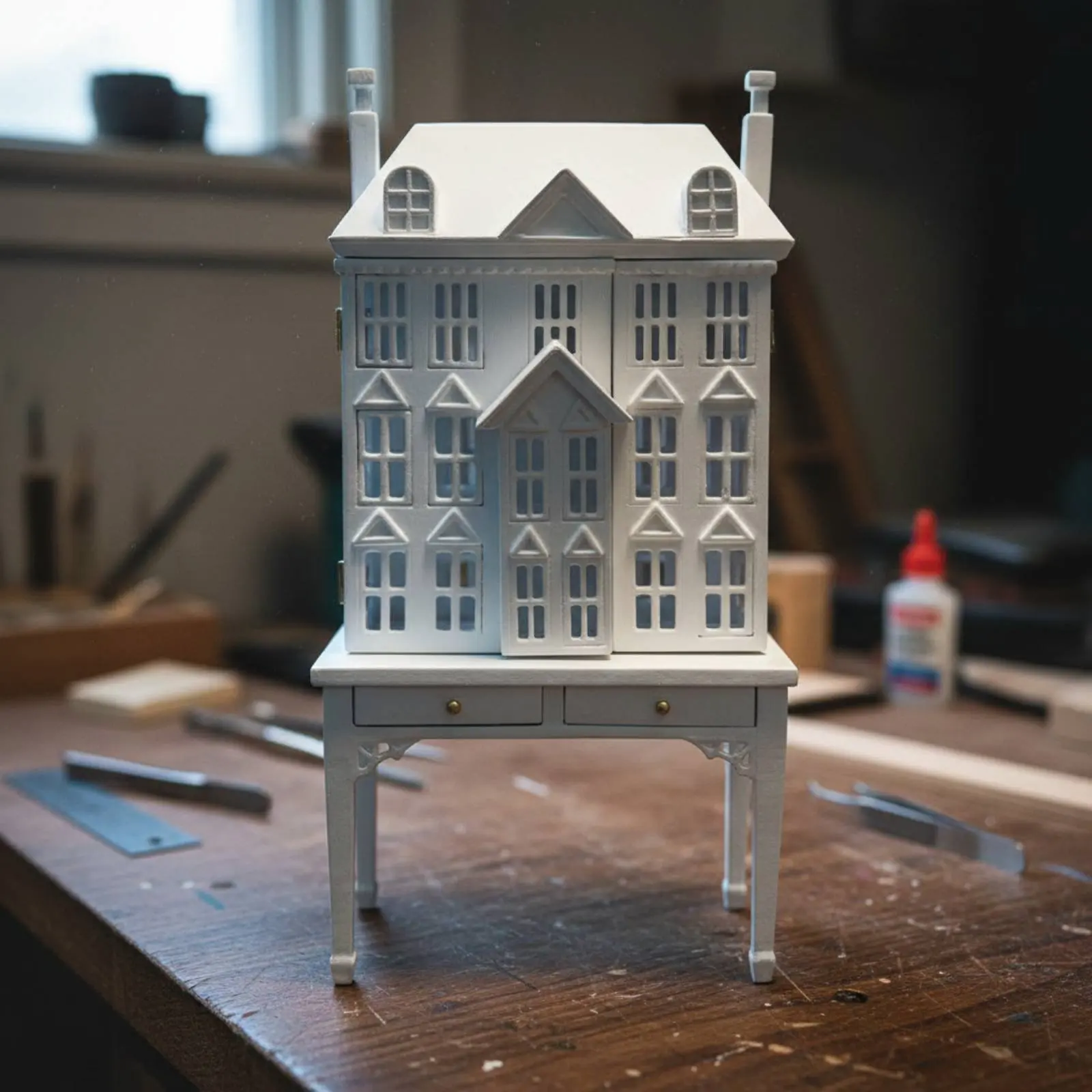 

1:12 Scale Display Cabinet Timeless Design Dollhouse Shelving Unit on Stand Wooden Dollhouse Cupboard for Hobbyists