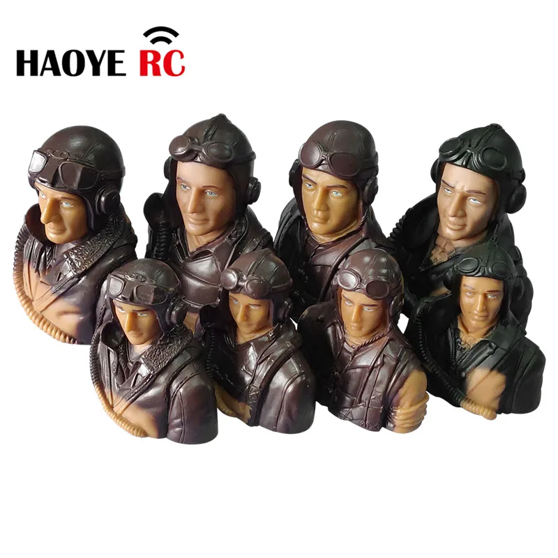 Haoye-Figurines de pilotes civils avec chapeau, modèle de jouet pour avion RC, accessoires de passe-temps, marron vert, échelle 1/6 1/5, 1 pièce