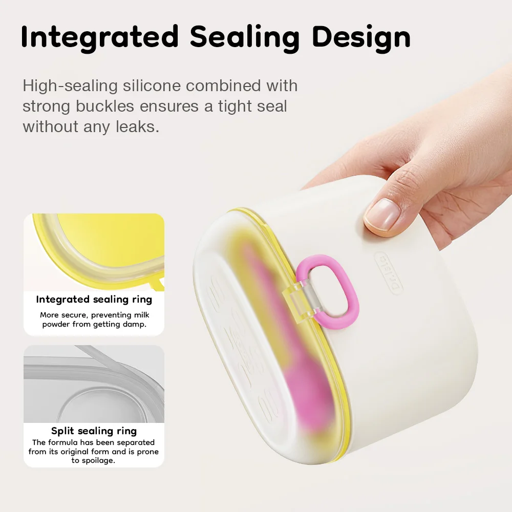 MAMIJOY Portable Milk Powder Box 380/555ML Integrated Seal Anti-tipping Design Powderv/Spoon Separate BPA-FREE For Outdoor Home