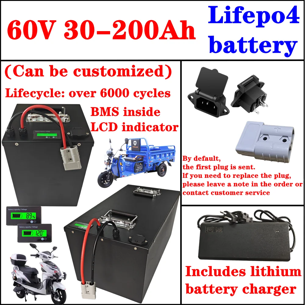 20S 60V Lifepo4 100Ah 30Ah 60Ah 80Ah 120Ah 150Ah 180Ah 200Ah Lithium Battery for 3000W 6000W Golf Cart Hybrid Car Tractor EV