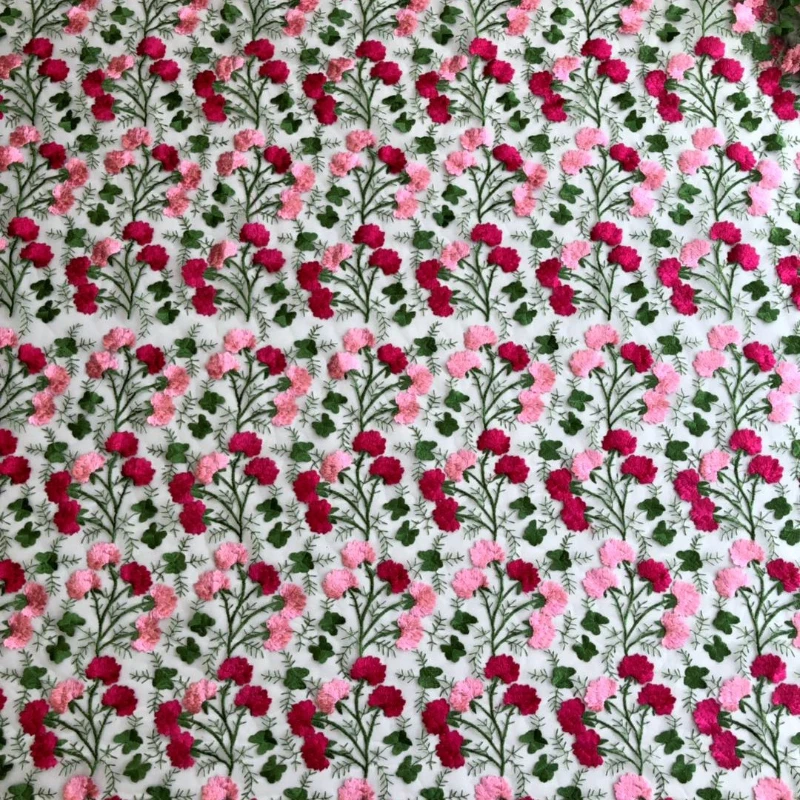 Explosive Fireworks Embroidery Fabric DIY Material Multi Color Qipao Children\'s Clothing Dress Two-color Mesh Fabric By Yard