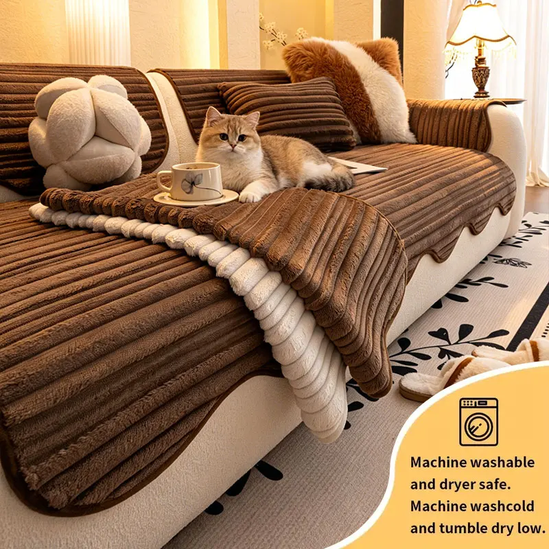 1PC-Alien plush warm sofa pad, suitable for living rooms and lounges, pet friendly indoor sofa decoration protection pad