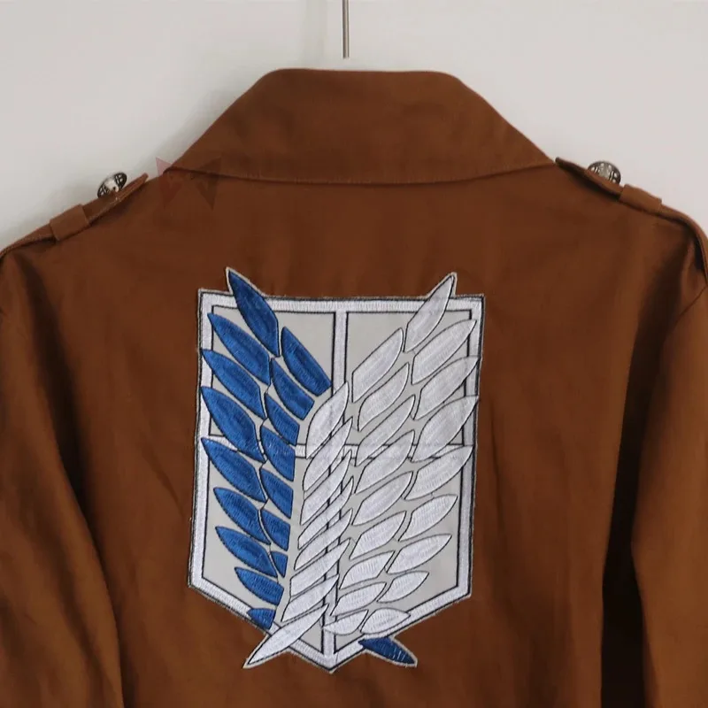 

Пальто для Хэллоуина, куртка для Эрен Левиль Микаса Акерман, высококачественная хлопчатобумажная ткань, значок с вышивкой, костюм для косплея