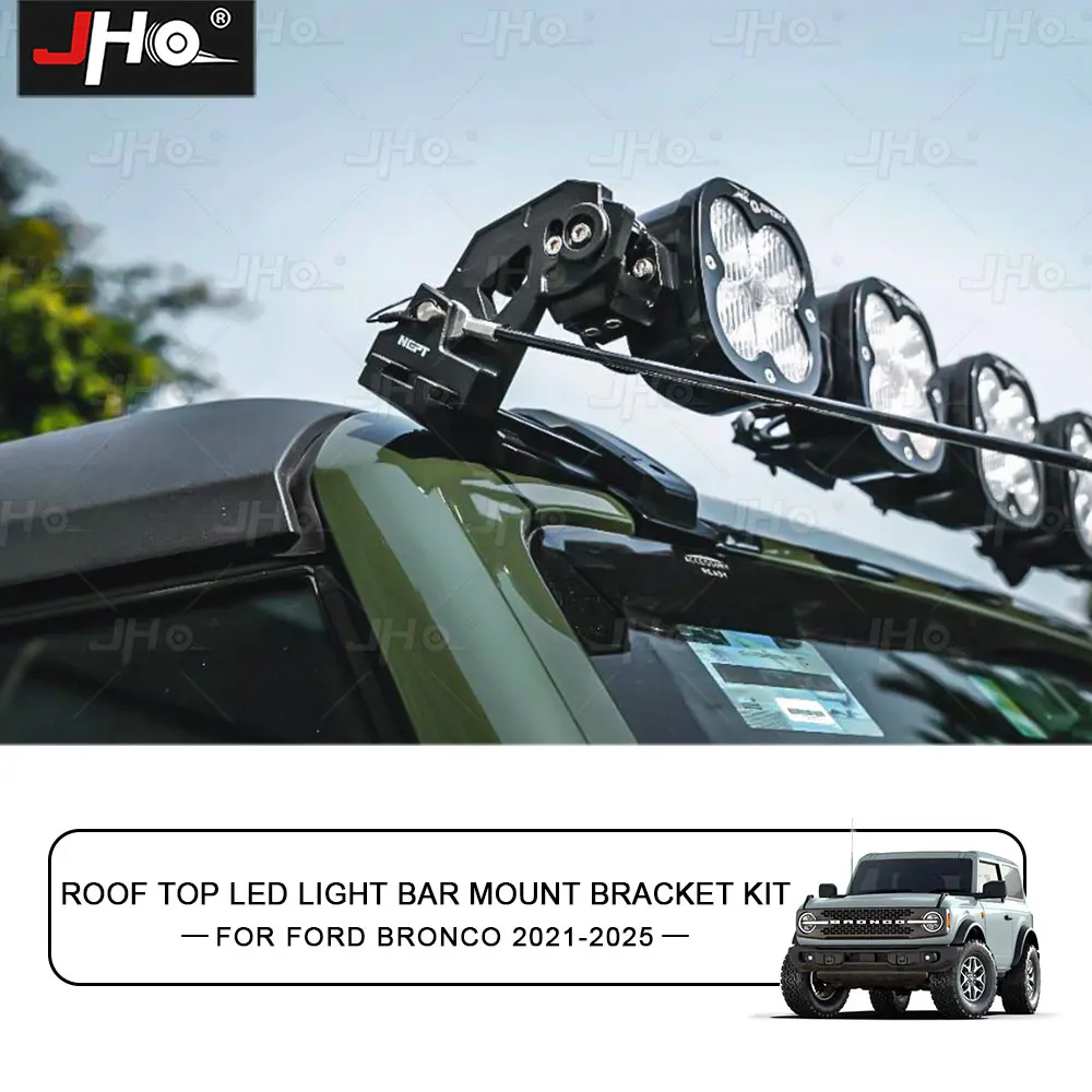 

JHO Car Roof Rack LED Light Bar Bracket Adjust 40"-52" Straight LED Light Mount Fit For Ford Bronco 2023 2024 Assist Accessories