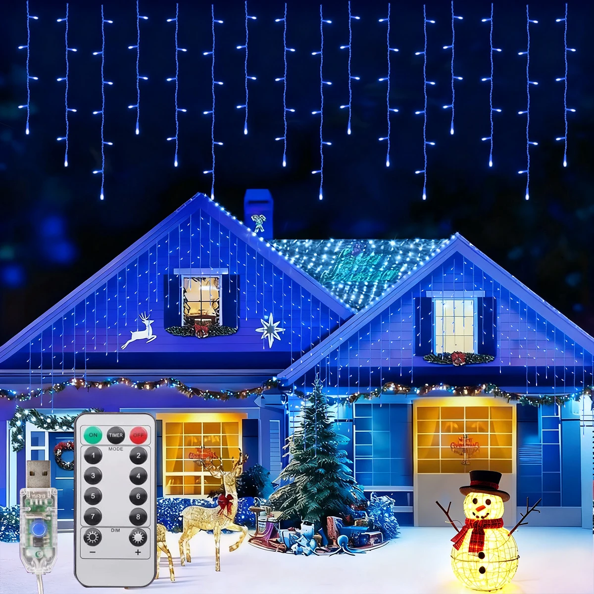 Pop 1pc 96 LED USB Powered Outdoor Indoor LED Christmas Decorative Lights Waterproof Fairy Lamp Suitable For Roof Eaves Garden D