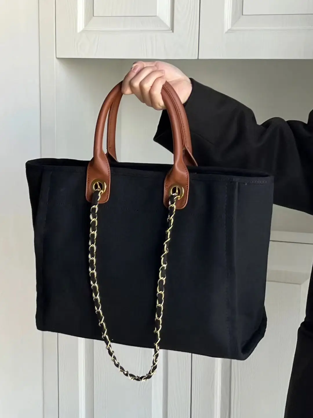 JIAERDI Retro Large Capacity Black Tote Bag Women Autumn Vintage Canvas Casual Handbag Female Harajuku Aesthetic Shoulder Bag