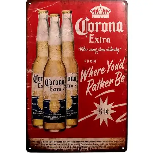 Vintage Corona Beer Metal Sign Advertisement Bar Lounge Tavern