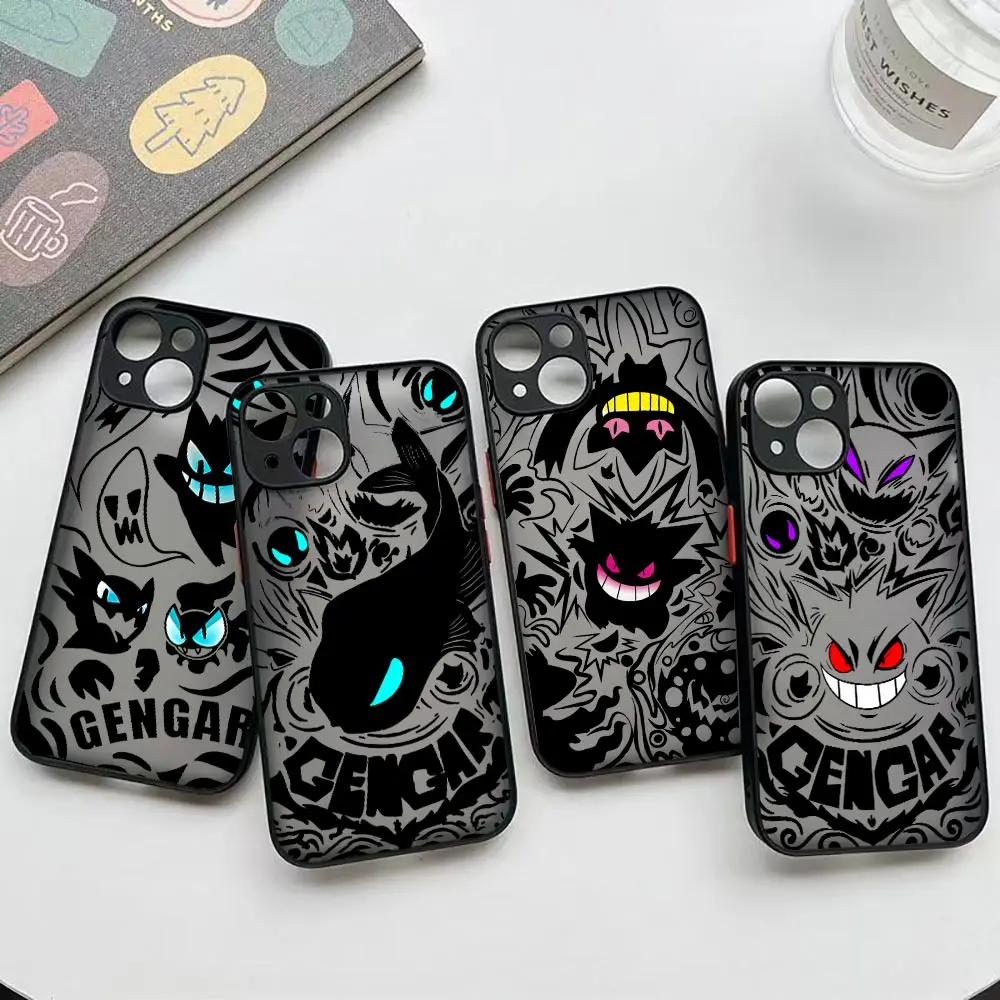 Pokemon Gengar Pocket Mewtwo Phone Case For iPhone 16 ProMax 14 13 12 11 16 Plus Mini 16 15 Pro Max Cases Funda Matte Back Cover